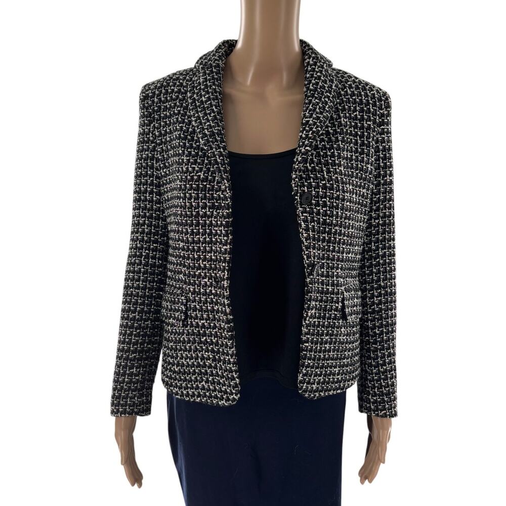 BOSS Black White Jomanda Tweed Blazer Jacket - Picture 7 of 12